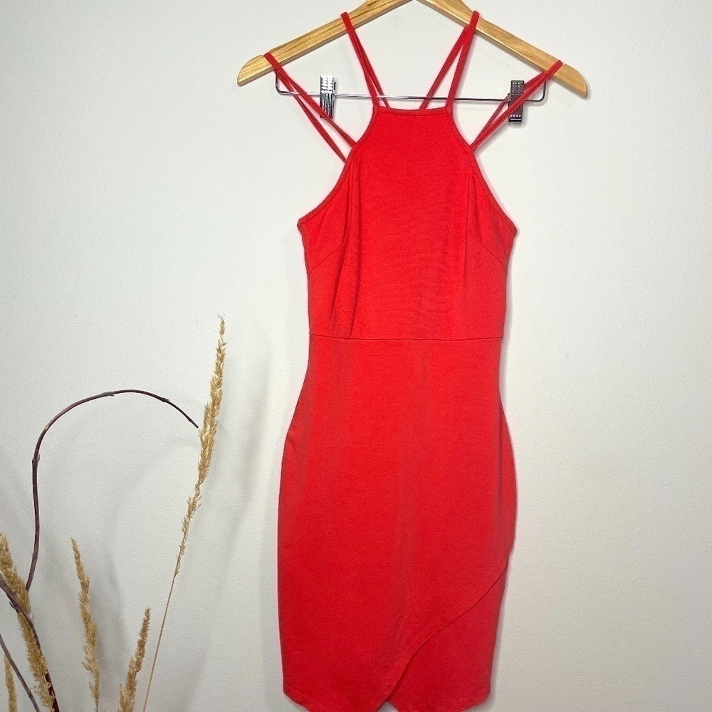 Lulu's Orange Sleeveless Bodycon Mini Dress